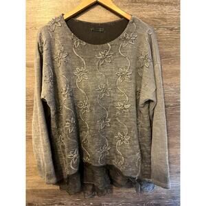 Alexandre Laurent size Medium Sweater Wool blend gray Distressed Paris Boho